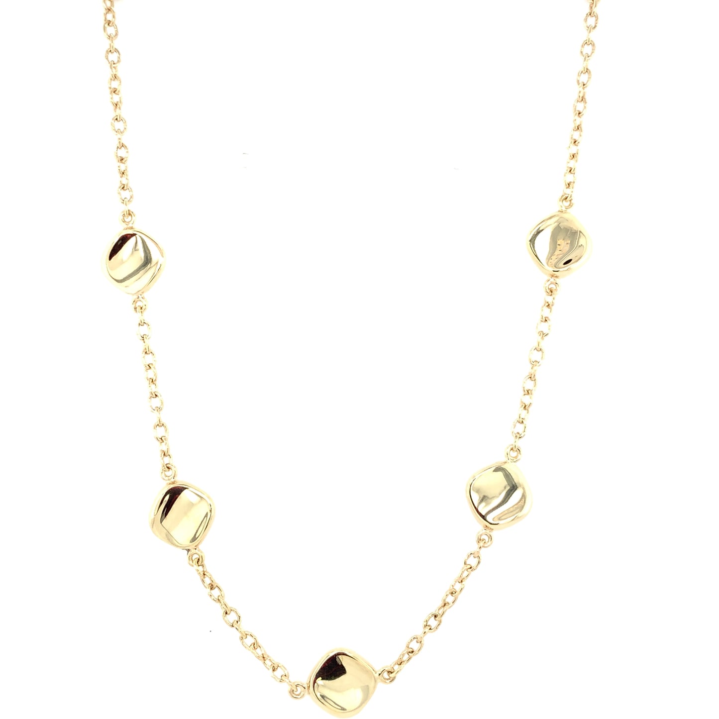 9ct Gold Cushion Drops Station Necklet GN170