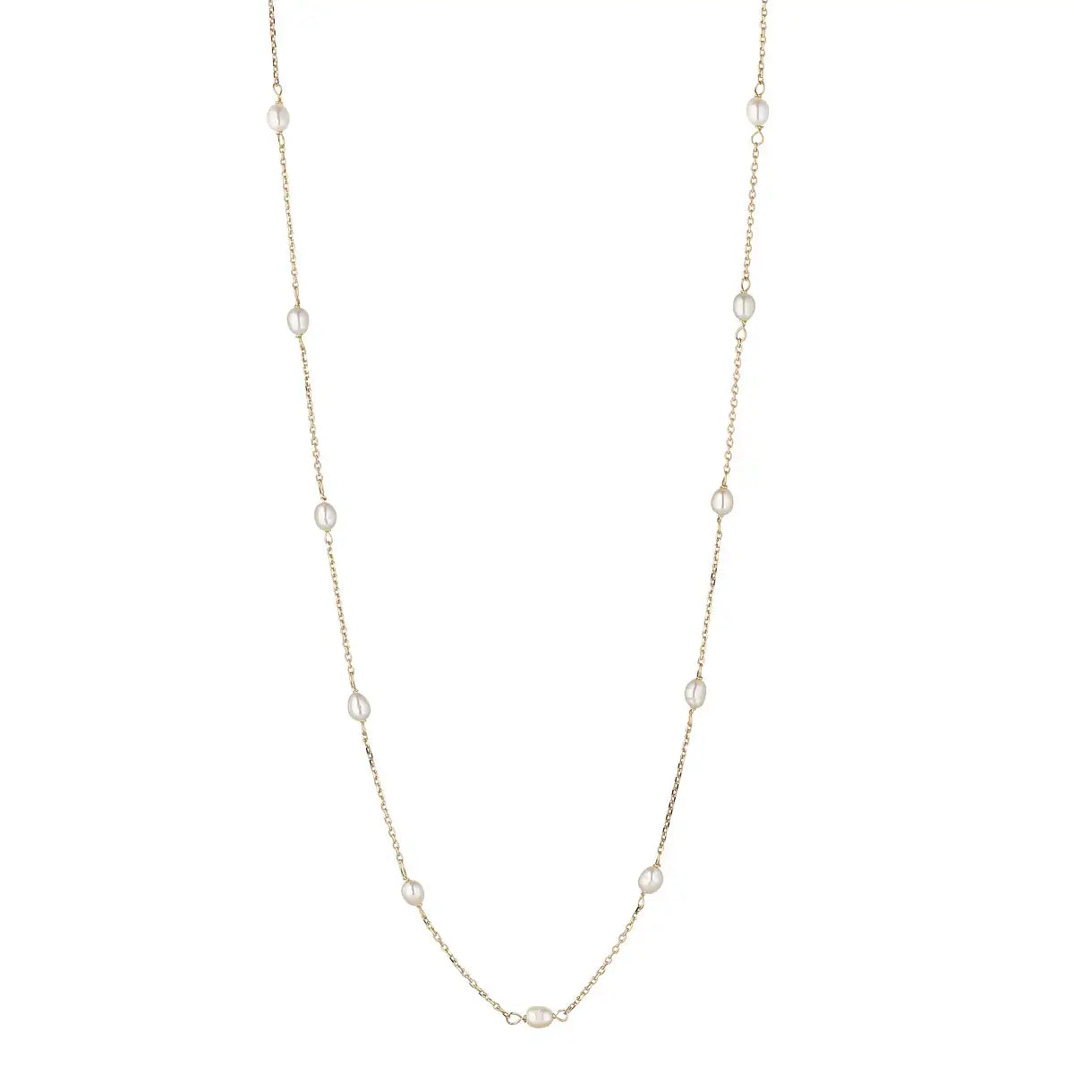 9ct Gold Pearl Station Necklace GN193