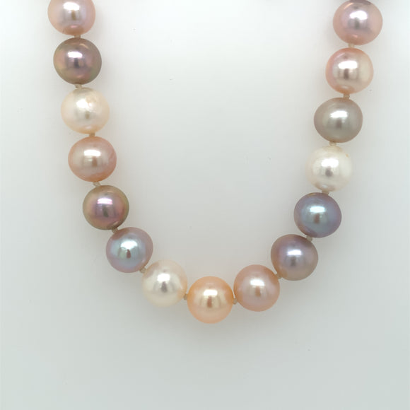 Multi Colour Pearl 9/9.5mm Necklace Silver Clasp
