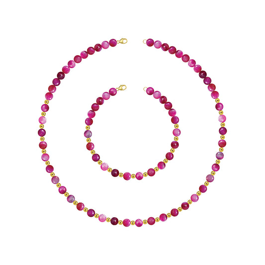 Noriko 10mm Pink Agate Necklace 45cm NN2146Y