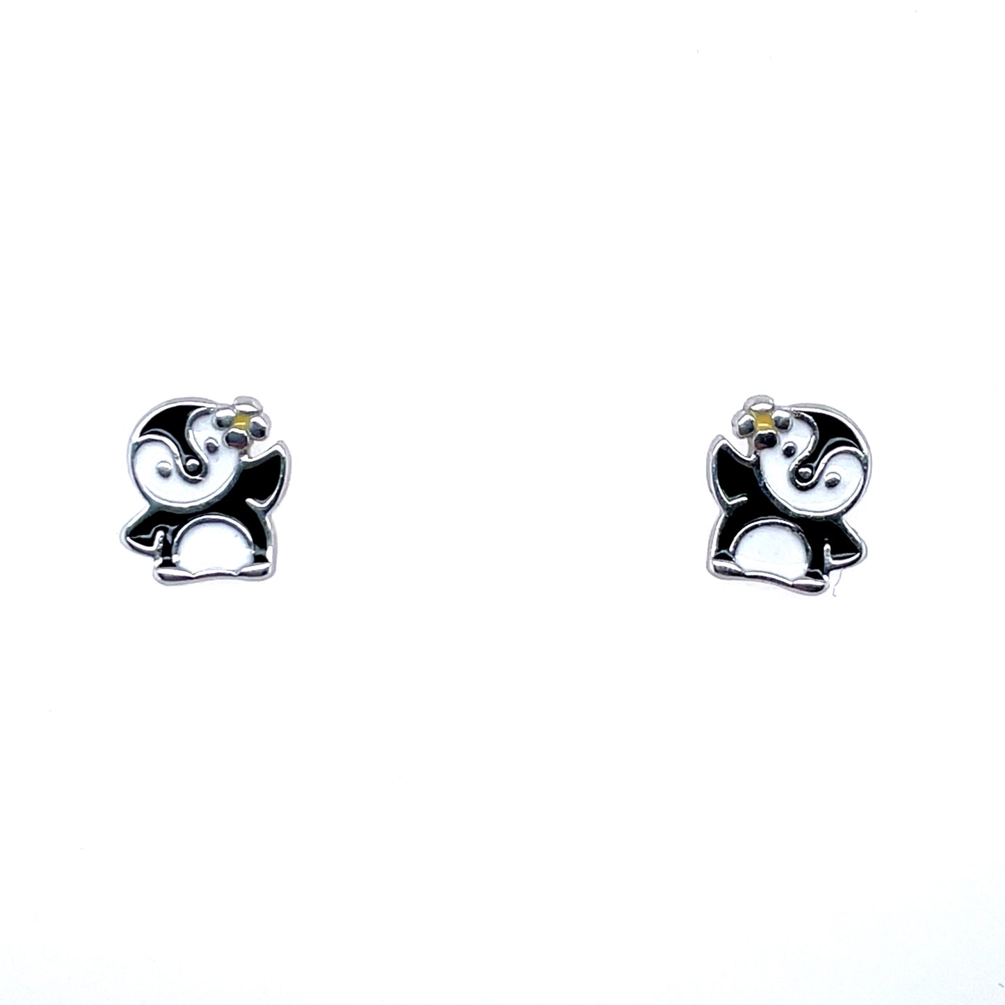 Silver Kids Enamel Penguin Stud Earrings NK062/E