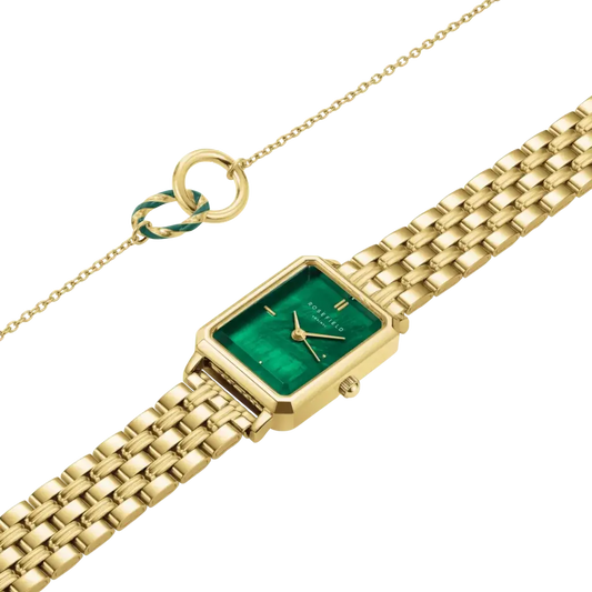Rosefield Octagon XS Emerald Gold and Emerald Duo Bracelet Set OEGED-X288