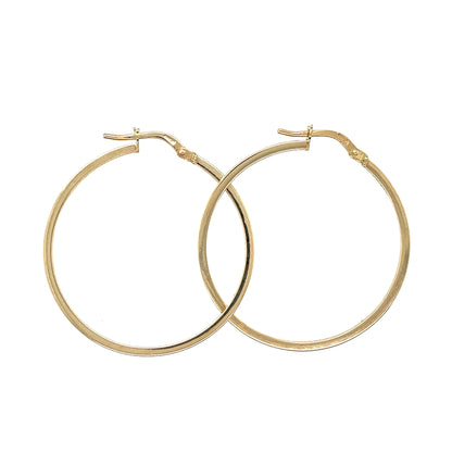 9ct Gold 30mm Square Hoop Earrings GE1042