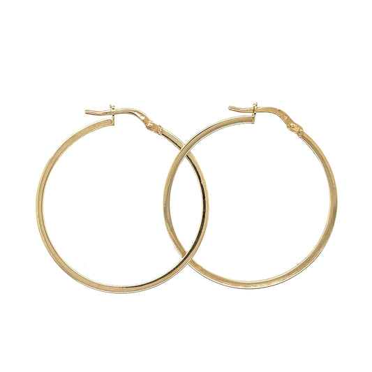9ct Gold 30mm Square Hoop Earrings GE1042