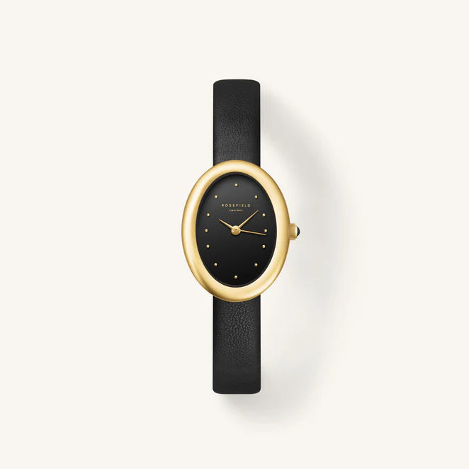 Rosefield Ovale Black Gold Strap Watch OVBGLG-OV18
