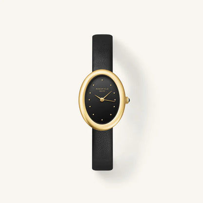 Rosefield Ovale Black Gold Strap Watch OVBGLG-OV18