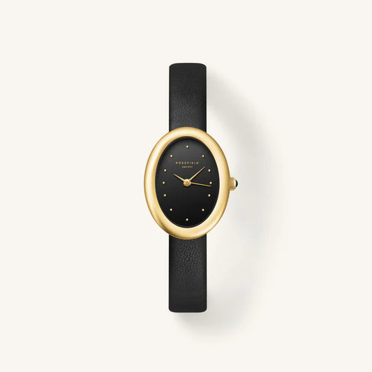 Rosefield Ovale Black Gold Strap Watch OVBGLG-OV18