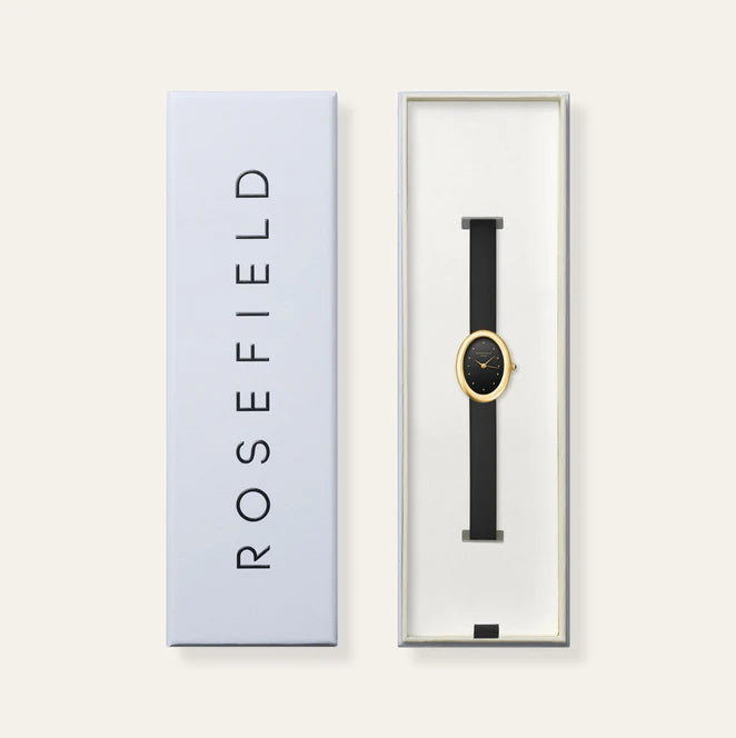 Rosefield Ovale Black Gold Strap Watch OVBGLG-OV18