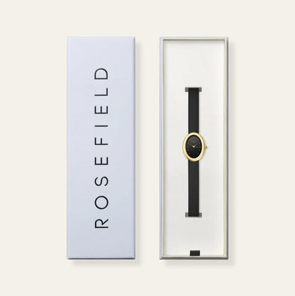 Rosefield Ovale Black Gold Strap Watch OVBGLG-OV18