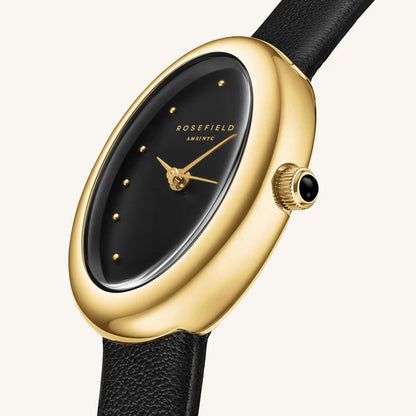 Rosefield Ovale Black Gold Strap Watch OVBGLG-OV18