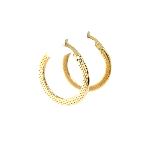 9ct Gold 15mm Dotted Hoop Earrings GE1025