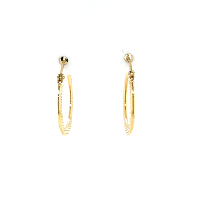 9ct Gold 15mm Dotted Hoop Earrings GE1025