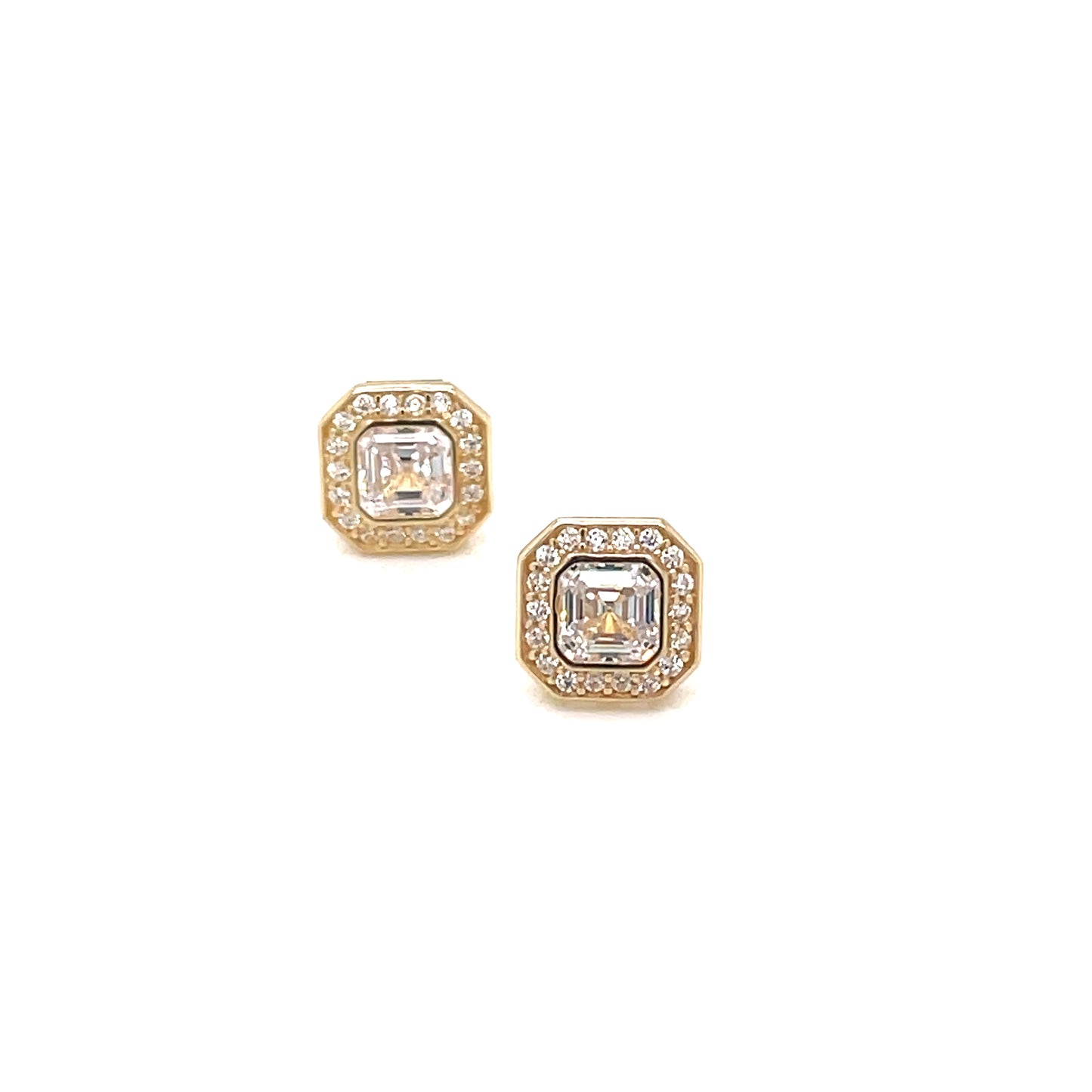 9ct Gold Square CZ Stud Earrings GEZ726