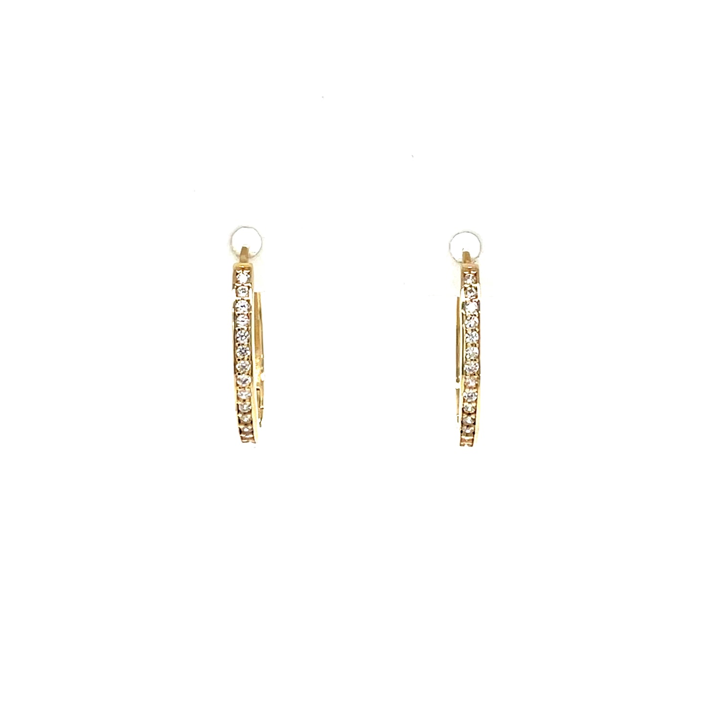 9ct Gold Oval CZ Hoop Earrings GEZ769