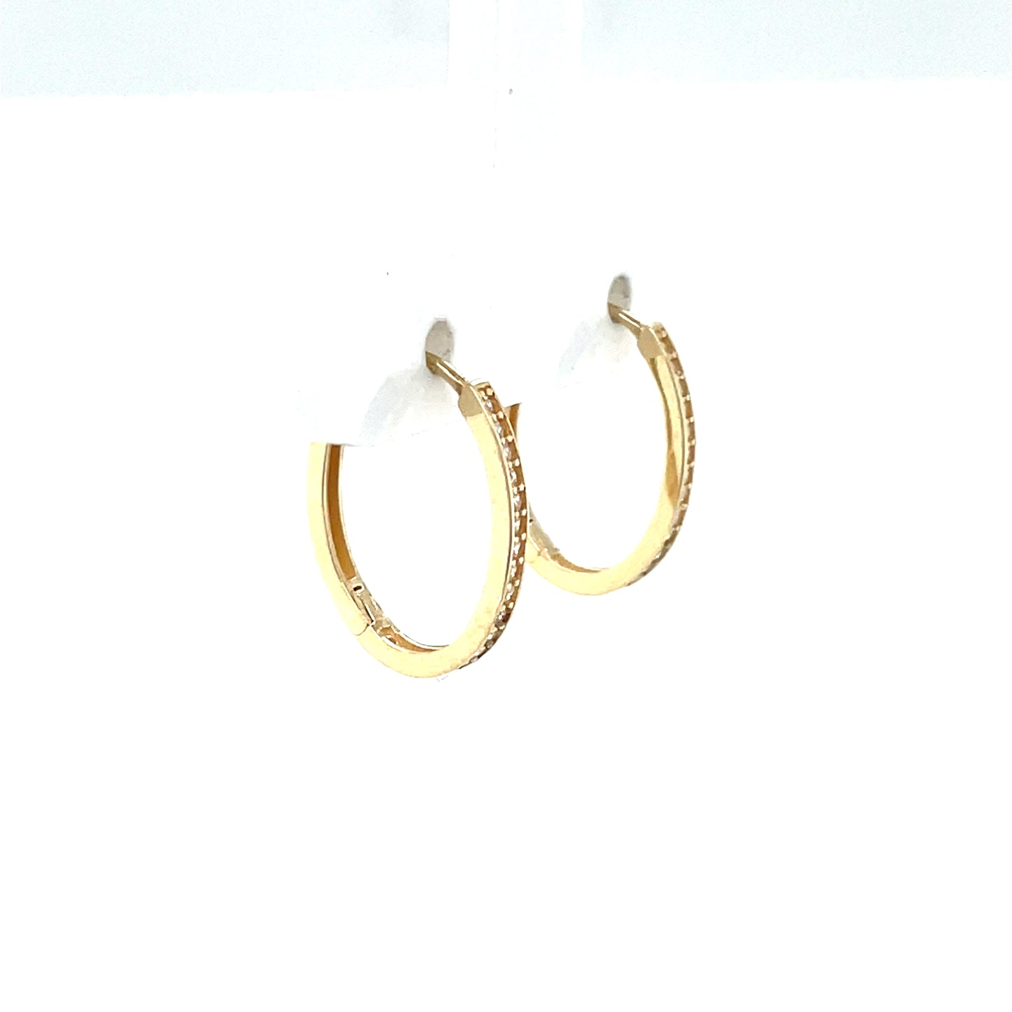 9ct Gold Oval CZ Hoop Earrings GEZ769