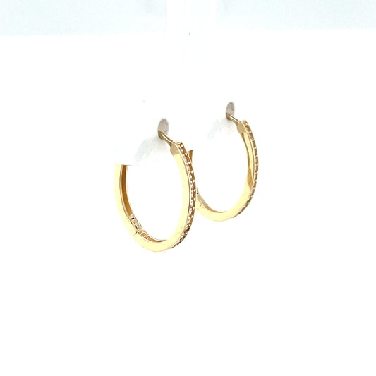 9ct Gold Oval CZ Hoop Earrings GEZ769