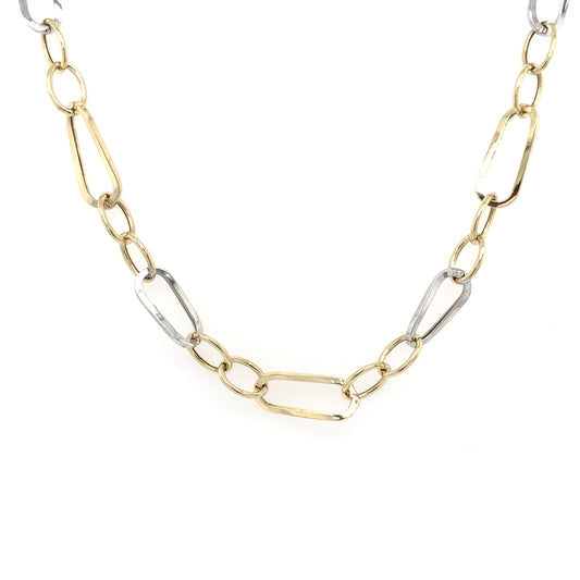 9ct Gold Two-tone Oblong Link Necklet GN177