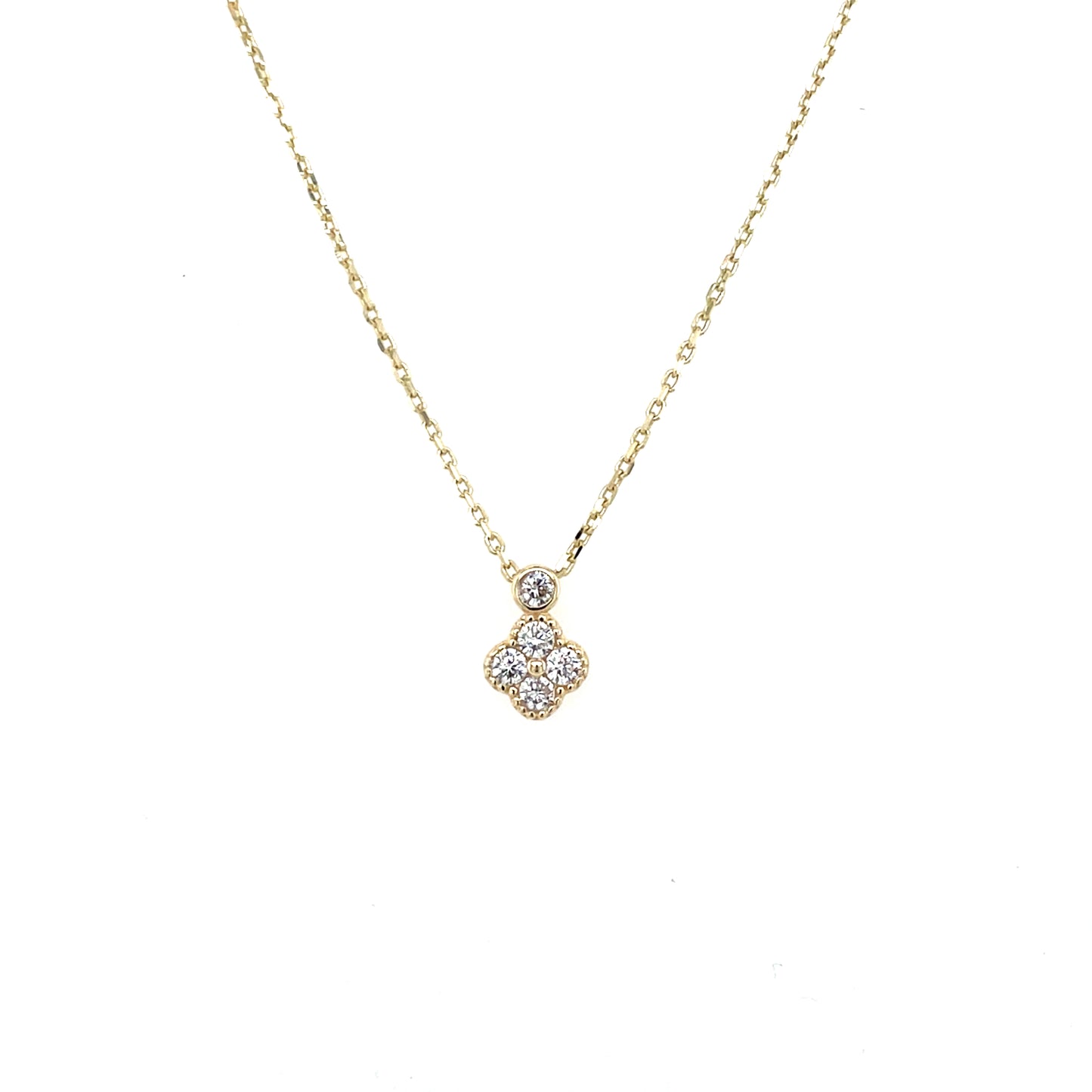 9ct Gold CZ Clover Pendant GPZ454