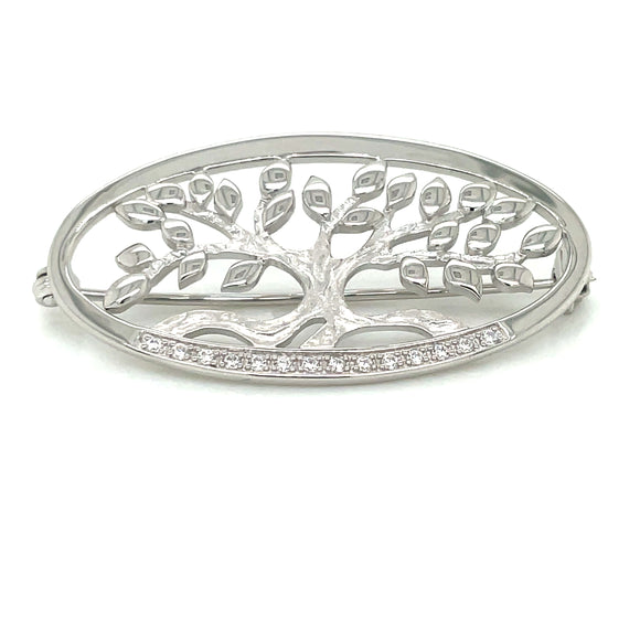 Sterling Silver CZ Tree of Life Brooch P112