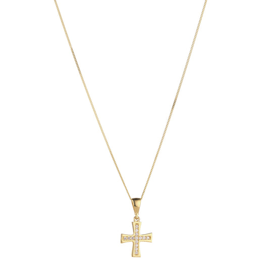 9ct Gold CZ Cross Pendant GPZ405