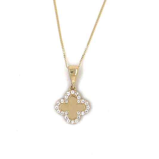 9ct Gold CZ Clover Pendant GPZ395