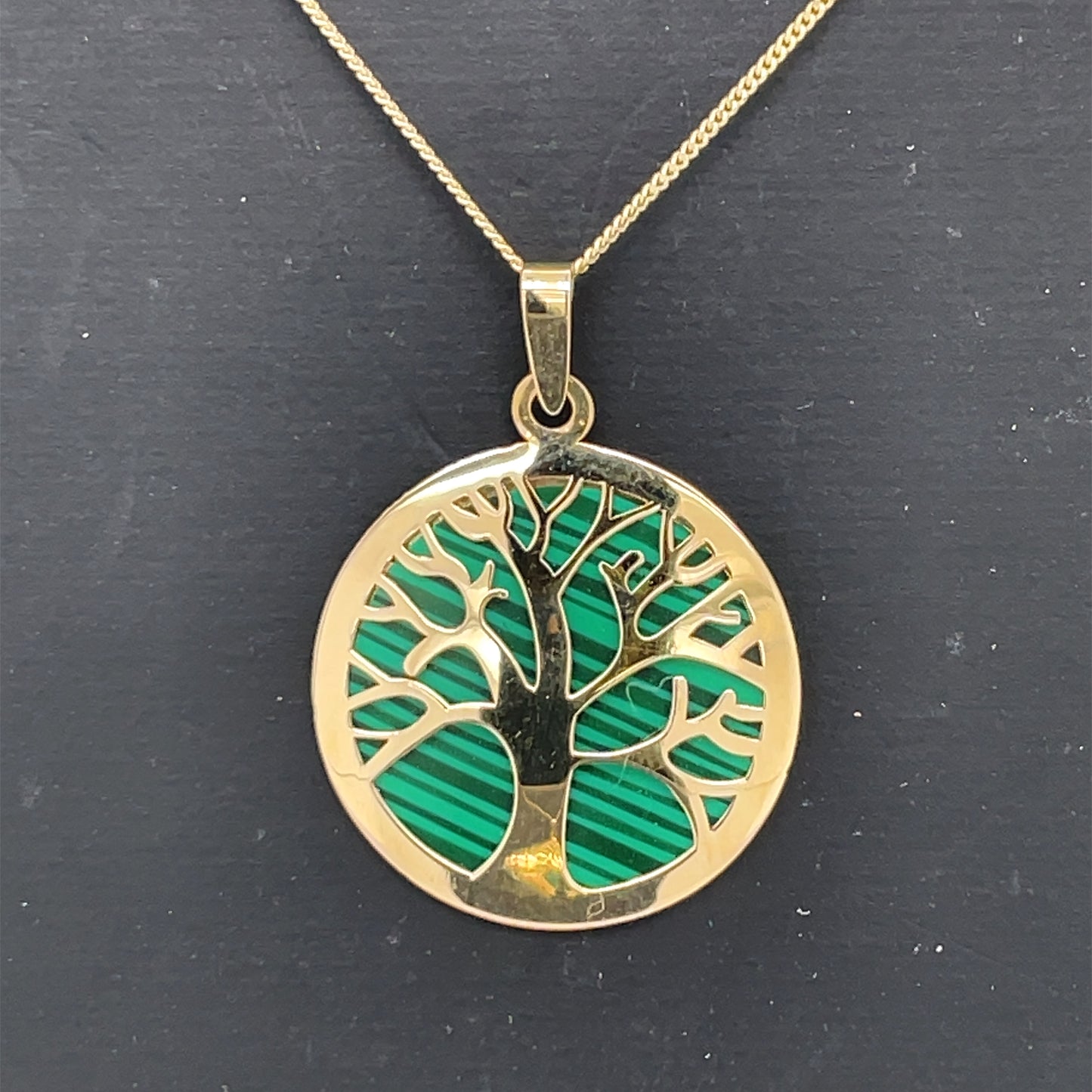 9ct Gold Malachite Tree of Life Pendant GPX188