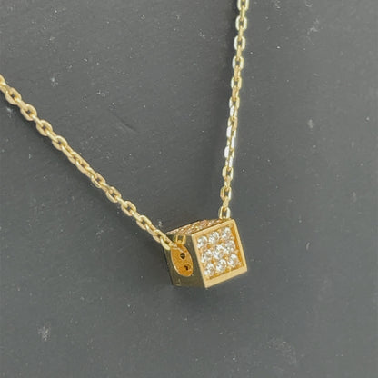 9ct Gold CZ Cube Pendant GPZ404