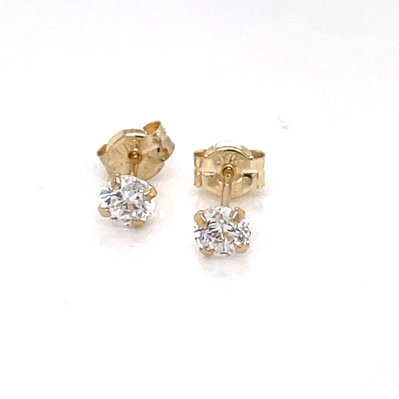 9ct Gold 4mm CZ 4-Claw Stud Earrings P2502Z
