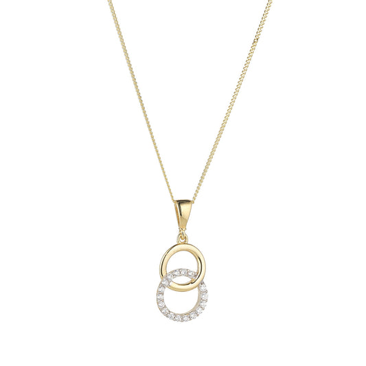 9ct Gold CZ Interlocking Circles Pendant GPZ403