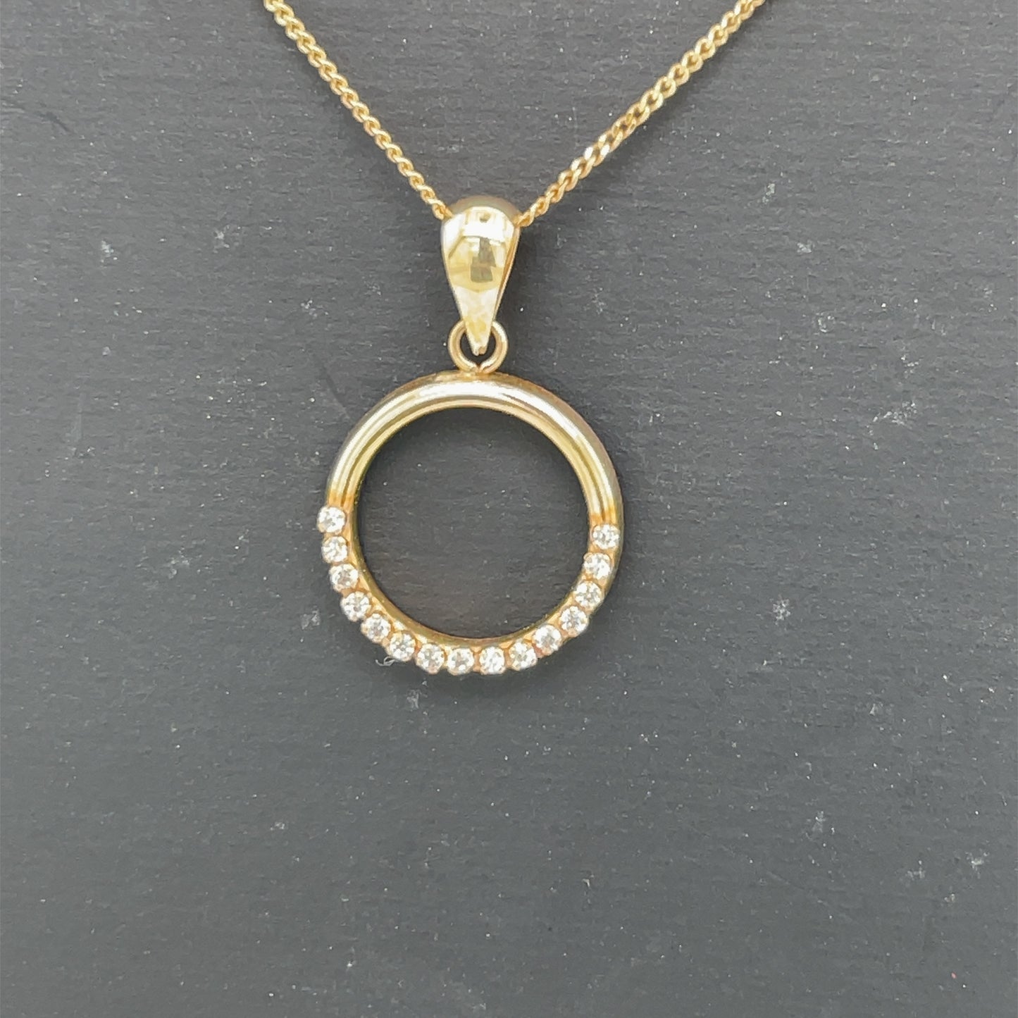 9ct Gold CZ Circle Pendant GPZ402