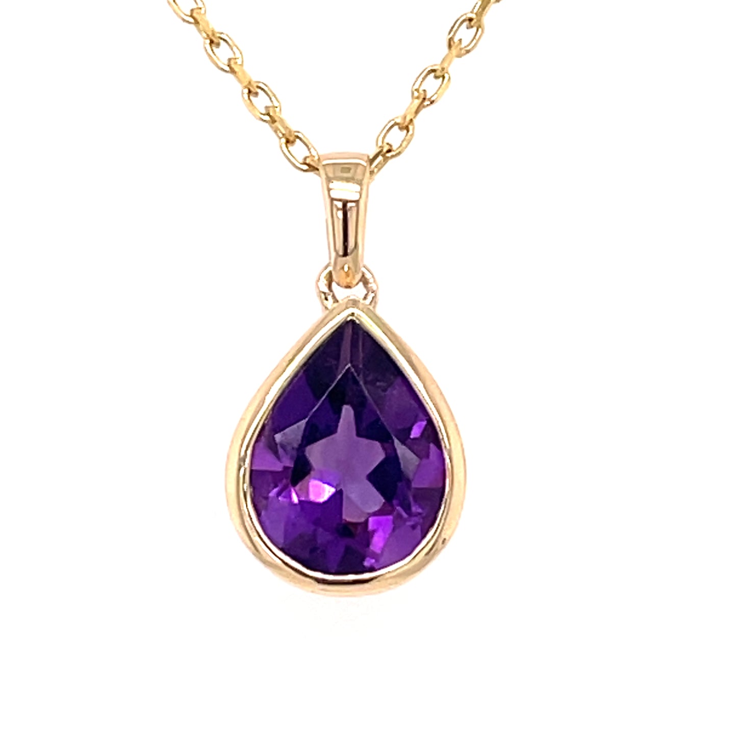 9ct Gold Amethyst Teardrop Pendant GPX180