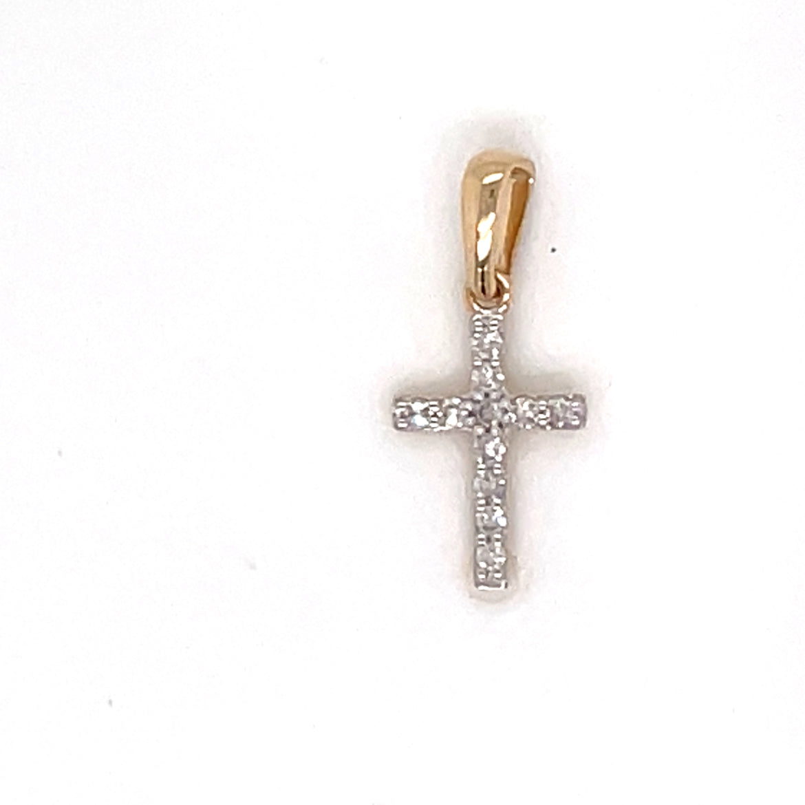 14ct Yellow Gold Tiny Diamond Cross DP090