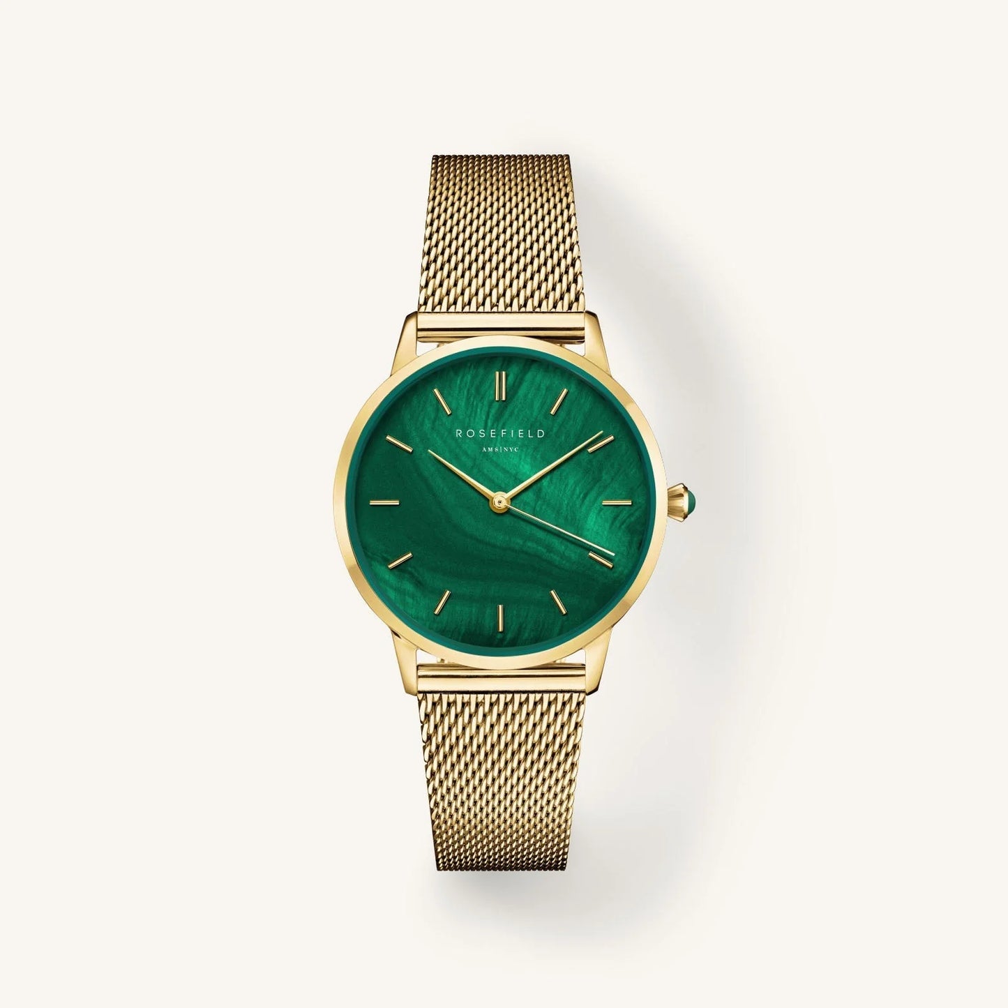 Rosefield Pearl Edit Emerald Mesh Watch PEGMG R10