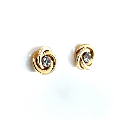 9ct Gold CZ Knot Stud Earrings GEZ794