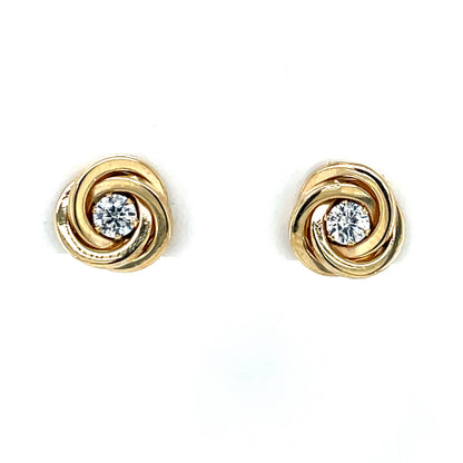 9ct Gold CZ Knot Stud Earrings GEZ794