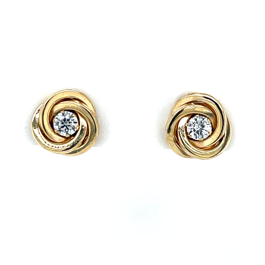 9ct Gold CZ Knot Stud Earrings GEZ794