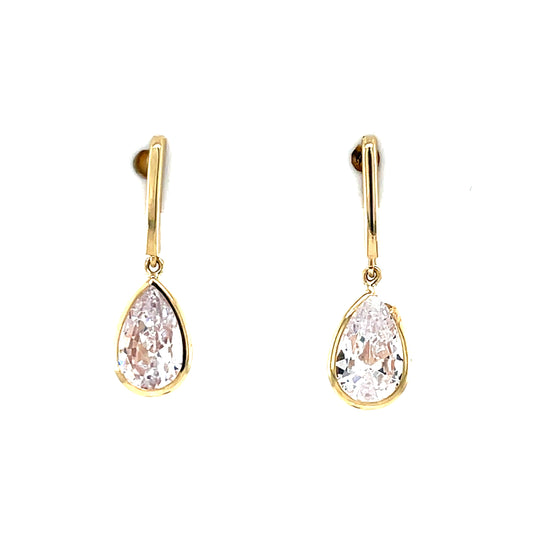 9ct Gold CZ Teardrop Earrings GEZ792