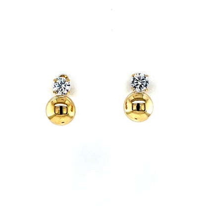 9ct Gold 7mm Ball & CZ Stud Earrings GEZ790