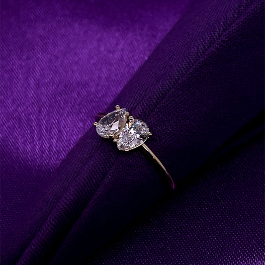 9ct Gold Double Pear CZ Ring GRZ396