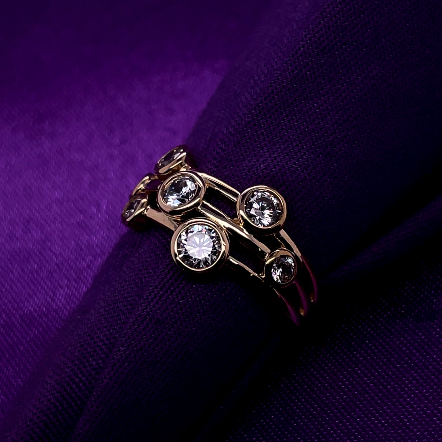 9ct Gold CZ Three Row Bubble Ring GRZ400
