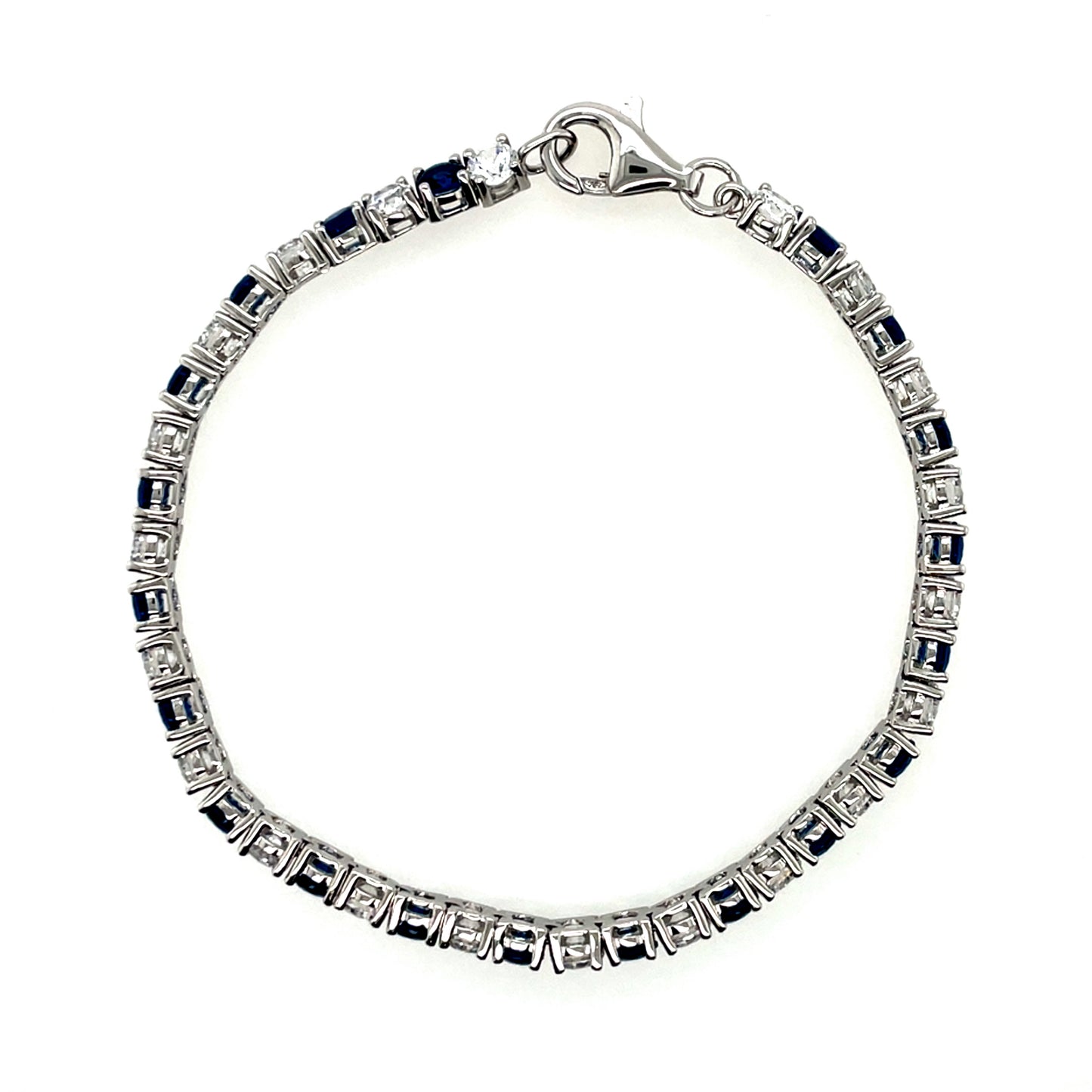 Sterling Silver 4mm Blue CZ Tennis Bracelet CB8665SZ
