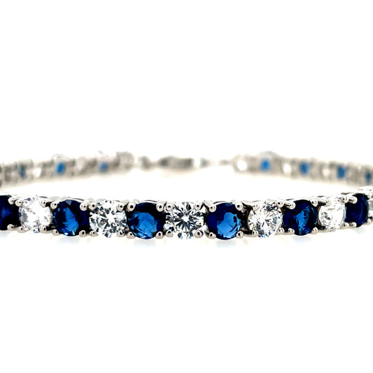 Sterling Silver 4mm Blue CZ Tennis Bracelet CB8665SZ