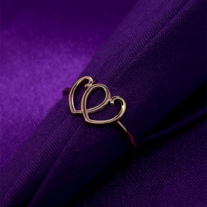 9ct Gold Double Heart Ring GR513