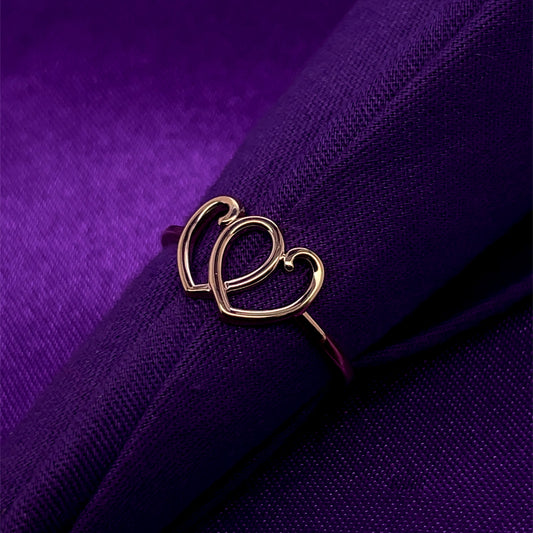9ct Gold Double Heart Ring GR513