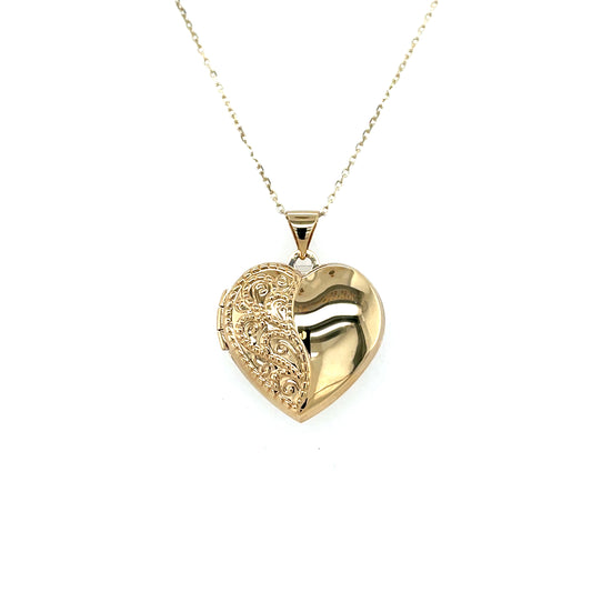 9ct Gold Engraved Heart Locket GL052