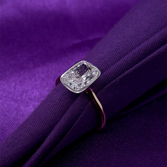 9ct Yellow Gold Lab Grown 2.76ct Cushion Diamond Ring Z255