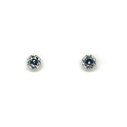 9ct White Gold 4mm CZ Stud Earrings WEZ078