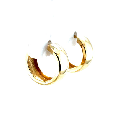 9ct Gold 11mm Wide Hoop Earrings GE1068