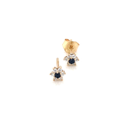 9ct Gold Sapphire CZ Cute Cluster Earrings Stud GES106