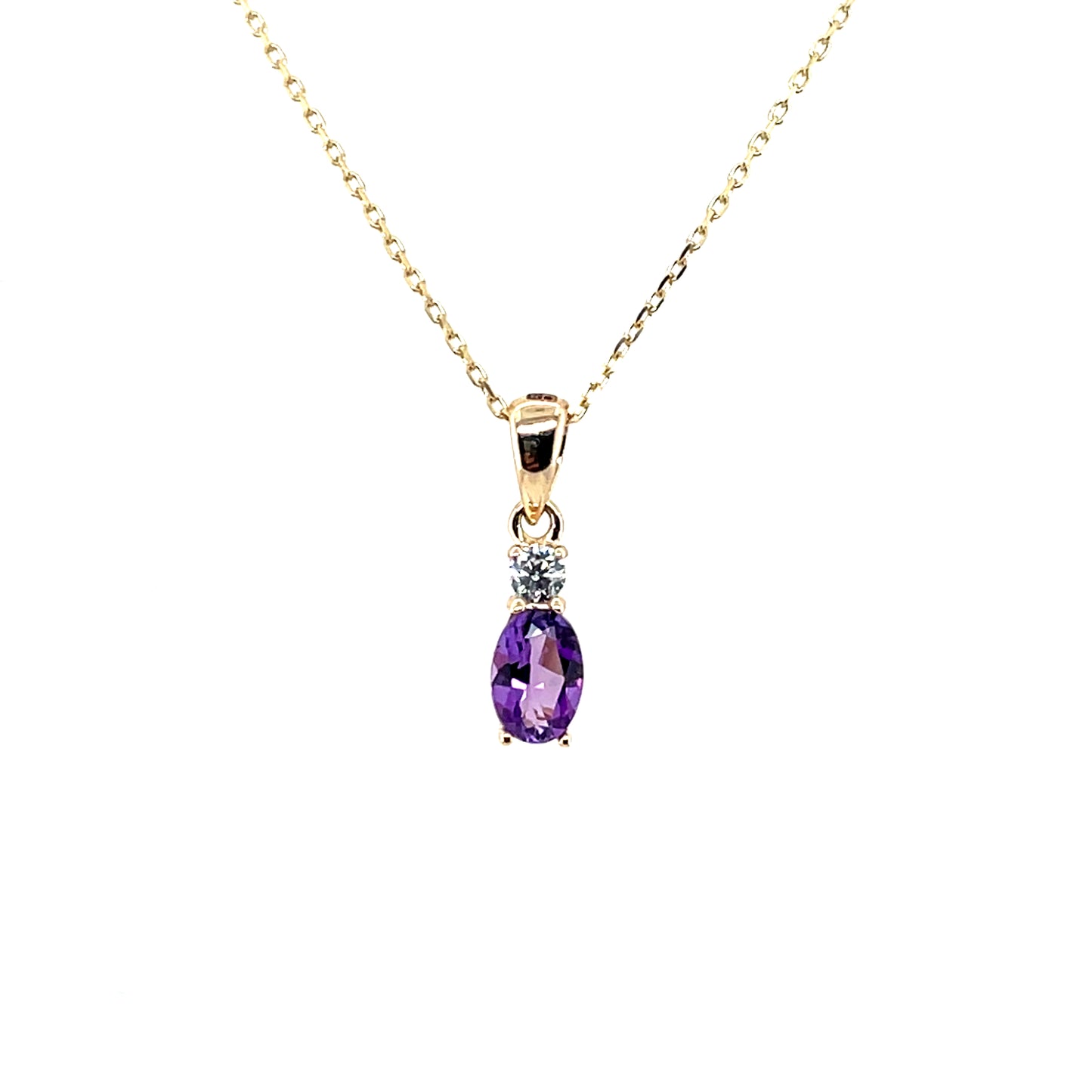 9ct Gold Amethyst & CZ Pendant GPX207